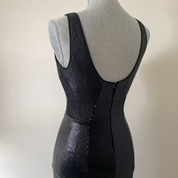 BCBG Max Azria Fatale Bodycon Sequin Sheer Panel Party Dress Black Size 6 - Picture 6 of 16